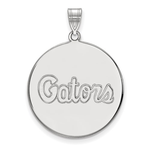 Sterling Silver Rhodium-plated LogoArt University of Florida Gators Script Extra Large Disc Pendant
