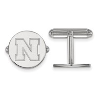 Sterling Silver Rhodium-plated LogoArt University of Nebraska Letter N Cuff Links view 1