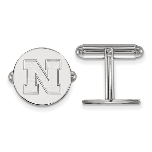Sterling Silver Rhodium-plated LogoArt University of Nebraska Letter N Cuff Links