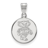 Sterling Silver Rhodium-plated LogoArt University of Wisconsin Badger Medium Disc Pendant view 1