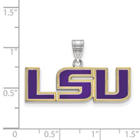 Sterling Silver Rhodium-plated LogoArt Louisiana State University L-s-u Medium Enameled Pendant view 2