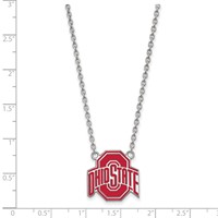 Sterling Silver Rhodium-plated LogoArt the Ohio State University Large Enameled Pendant Necklace, 18" view 2
