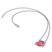 Sterling Silver Rhodium-plated LogoArt the Ohio State University Large Enameled Pendant Necklace, 18" view 3