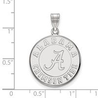 Sterling Silver Rhodium-plated LogoArt University of Alabama Crimson Tide Large Disc Pendant view 2
