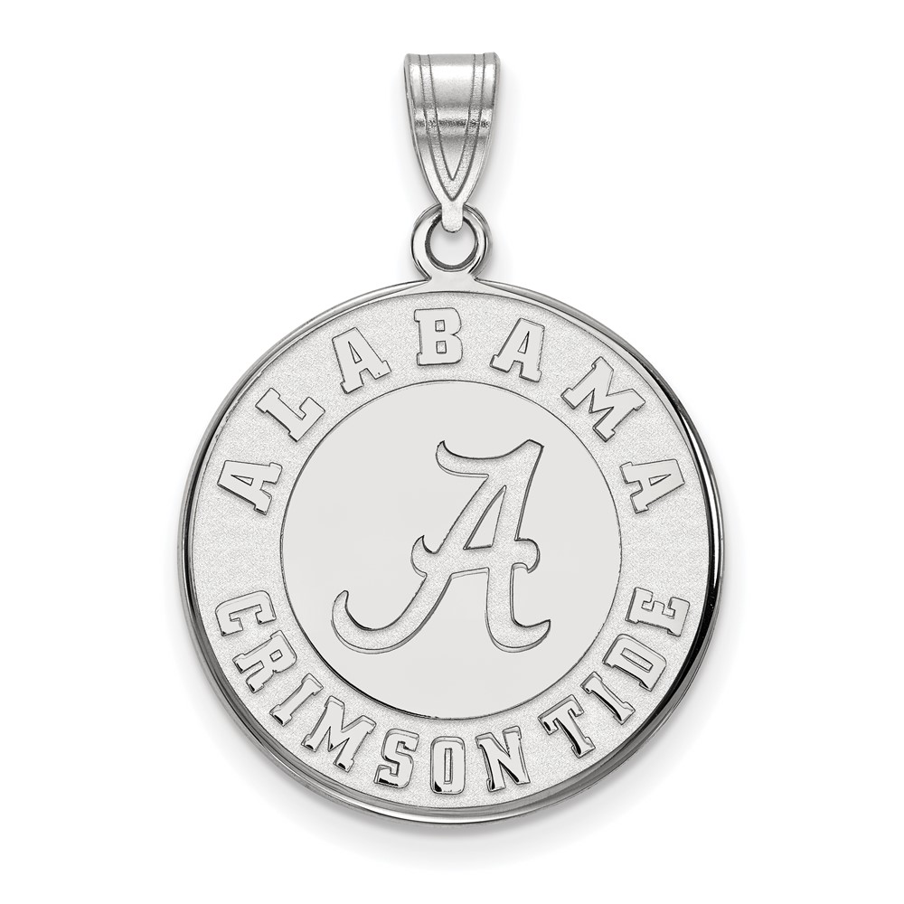 Sterling Silver Rhodium-plated LogoArt University of Alabama Crimson Tide Large Disc Pendant