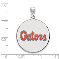 Sterling Silver Rhodium-plated LogoArt University of Florida Gators Script Extra Large Enameled Disc Pendant view 2