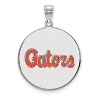 Sterling Silver Rhodium-plated LogoArt University of Florida Gators Script Extra Large Enameled Disc Pendant view 1