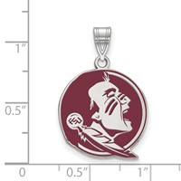 Sterling Silver Rhodium-plated LogoArt Florida State University Seminole Large Enameled Pendant view 2
