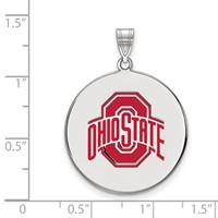 Sterling Silver Rhodium-plated LogoArt the Ohio State University Extra Large Enameled Disc Pendant view 2