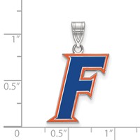 Sterling Silver Rhodium-plated LogoArt University of Florida Letter F Large Enameled Pendant view 2