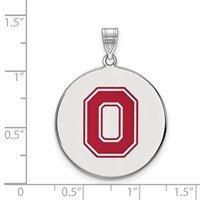 Sterling Silver Rhodium-plated LogoArt the Ohio State University Letter O Extra Large Enameled Disc Pendant view 2