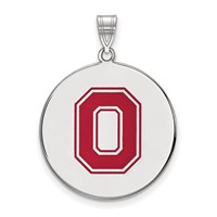 Sterling Silver Rhodium-plated LogoArt the Ohio State University Letter O Extra Large Enameled Disc Pendant view 1