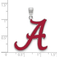 Sterling Silver Rhodium-plated LogoArt University of Alabama Letter a Extra Large Enameled Pendant view 2