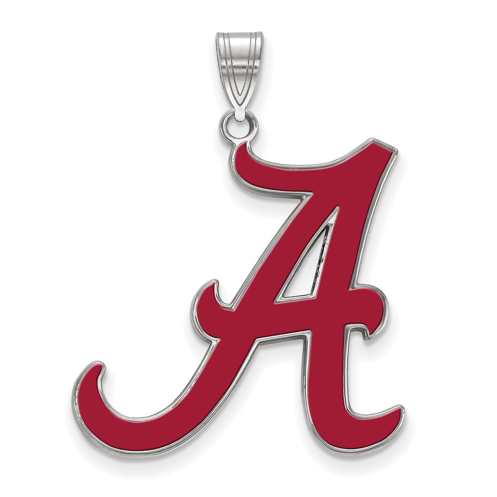 Sterling Silver Rhodium-plated LogoArt University of Alabama Letter a Extra Large Enameled Pendant