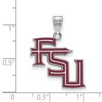 Sterling Silver Rhodium-plated LogoArt Florida State University F-s-u Large Enameled Pendant view 2
