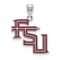 Sterling Silver Rhodium-plated LogoArt Florida State University F-s-u Large Enameled Pendant view 1
