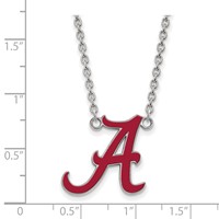 Sterling Silver Rhodium-plated LogoArt University of Alabama Letter a Large Enameled Pendant Necklace, 18" view 2