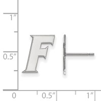 Sterling Silver Rhodium-plated LogoArt University of Florida Letter F Small Post Earrings view 2