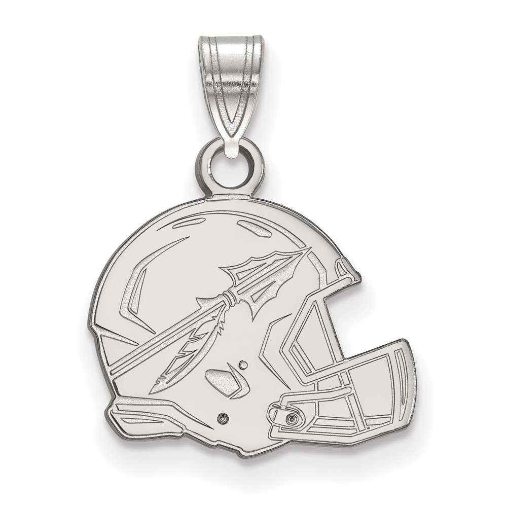 Sterling Silver Rhodium-plated LogoArt Florida State University Arrow Medium Football Helmet Pendant