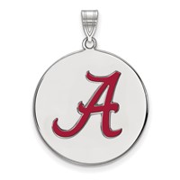 Sterling Silver Rhodium-plated LogoArt University of Alabama Letter a Extra Large Enameled Disc Pendant view 1