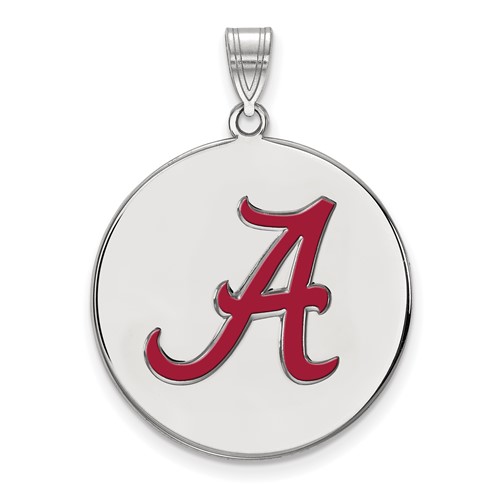Sterling Silver Rhodium-plated LogoArt University of Alabama Letter a Extra Large Enameled Disc Pendant
