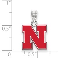 Sterling Silver Rhodium-plated LogoArt University of Nebraska Letter N Small Enameled Pendant view 2