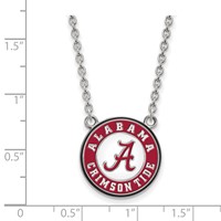 Sterling Silver Rhodium-plated LogoArt University of Alabama Crimson Tide Large Enameled Pendant Necklace, 18" view 2