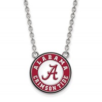 Sterling Silver Rhodium-plated LogoArt University of Alabama Crimson Tide Large Enameled Pendant Necklace, 18" view 1
