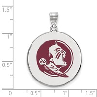 Sterling Silver Rhodium-plated LogoArt Florida State University Seminole Extra Large Enameled Disc Pendant view 2
