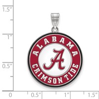Sterling Silver Rhodium-plated LogoArt University of Alabama Crimson Tide Extra Large Enameled Disc Pendant view 2