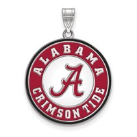 Sterling Silver Rhodium-plated LogoArt University of Alabama Crimson Tide Extra Large Enameled Disc Pendant view 1