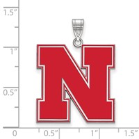 Sterling Silver Rhodium-plated LogoArt University of Nebraska Letter N Extra Large Enameled Pendant view 2