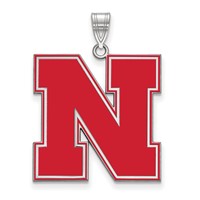 Sterling Silver Rhodium-plated LogoArt University of Nebraska Letter N Extra Large Enameled Pendant view 1