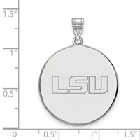 Sterling Silver Rhodium-plated LogoArt Louisiana State University L-s-u Extra Large Disc Pendant view 2