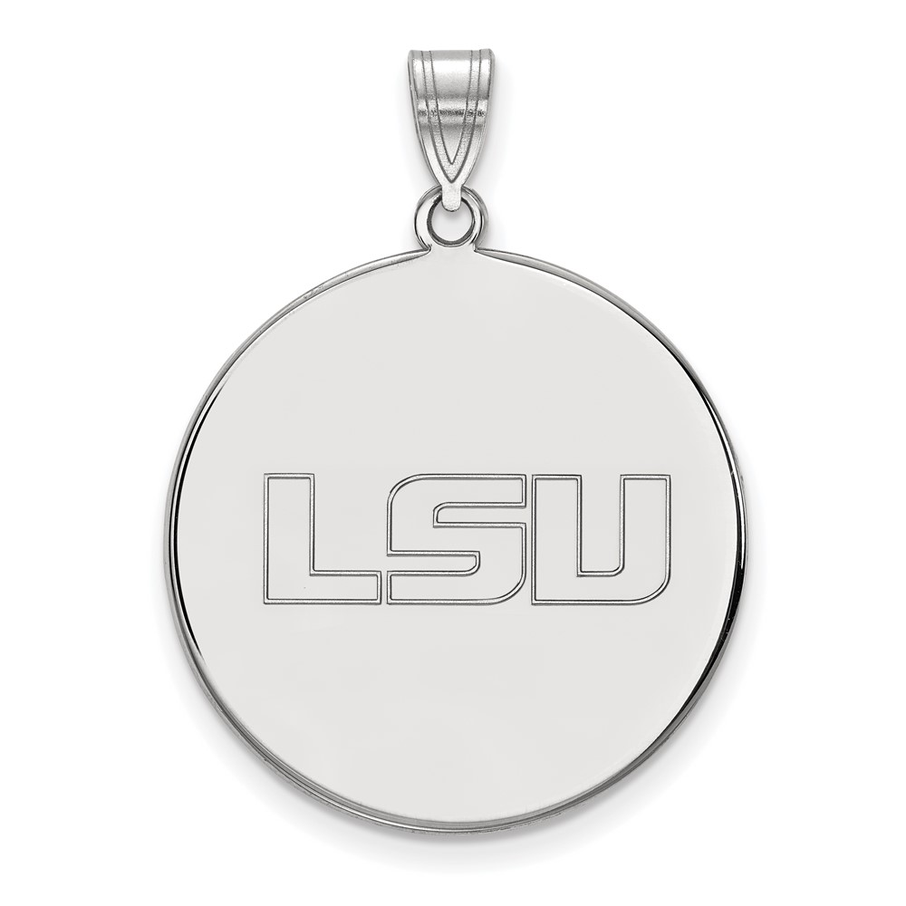 Sterling Silver Rhodium-plated LogoArt Louisiana State University L-s-u Extra Large Disc Pendant