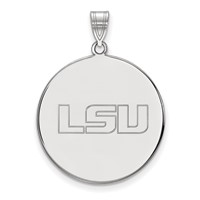 Sterling Silver Rhodium-plated LogoArt Louisiana State University L-s-u Extra Large Disc Pendant view 1