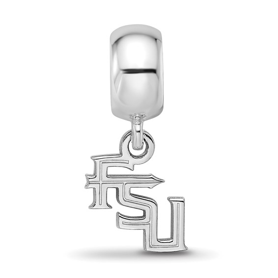 Sterling Silver Rhodium-plated LogoArt Florida State University F-S-U Extra Small Dangle Bead Charm