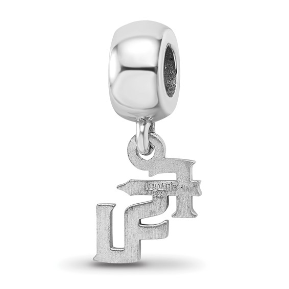 Sterling Silver Rhodium-plated LogoArt Florida State University F-S-U Extra Small Dangle Bead Charm