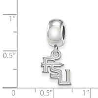 Sterling Silver Rhodium-plated LogoArt Florida State University F-s-u Extra Small Dangle Bead Charm view 3