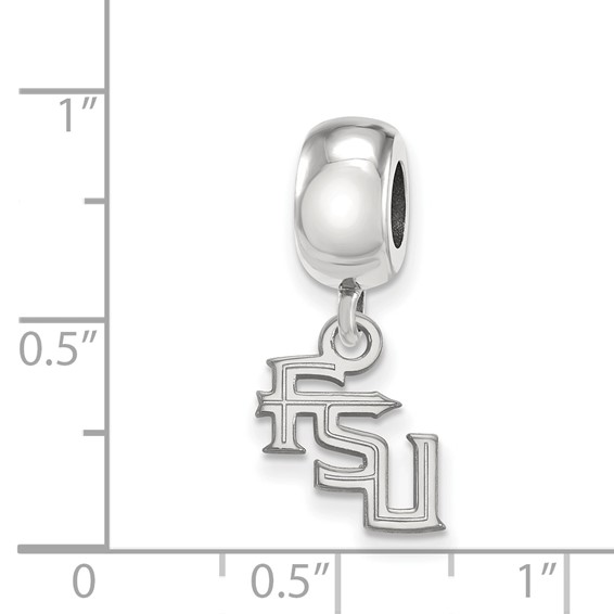 Sterling Silver Rhodium-plated LogoArt Florida State University F-S-U Extra Small Dangle Bead Charm