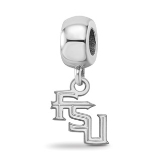 Sterling Silver Rhodium-plated LogoArt Florida State University F-S-U Extra Small Dangle Bead Charm