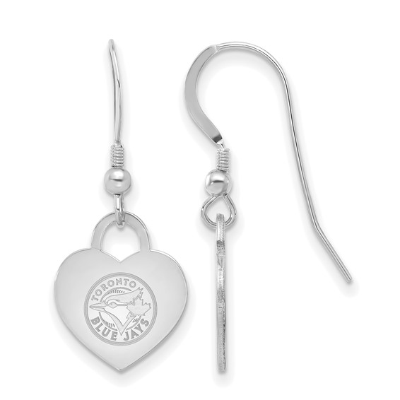 SS/Rh-p Major League Baseball LogoArt Toronto Blue Jays Heart Dangle Earrings