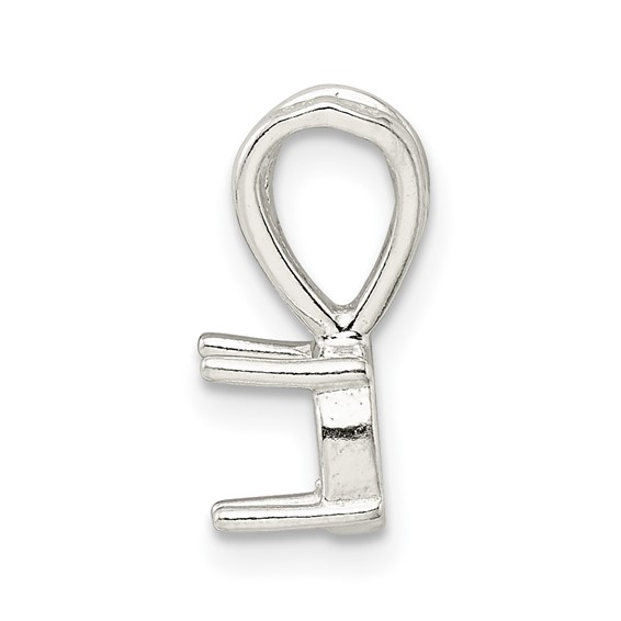 Sterling Silver Round 4-Prong 3.0mm Open Back Cabochon Fixed Bail Pendant S