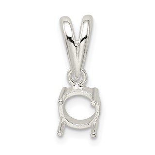 Sterling Silver Round 4-Prong 6.0mm Open Back Cabochon Loose Bail Pendant S