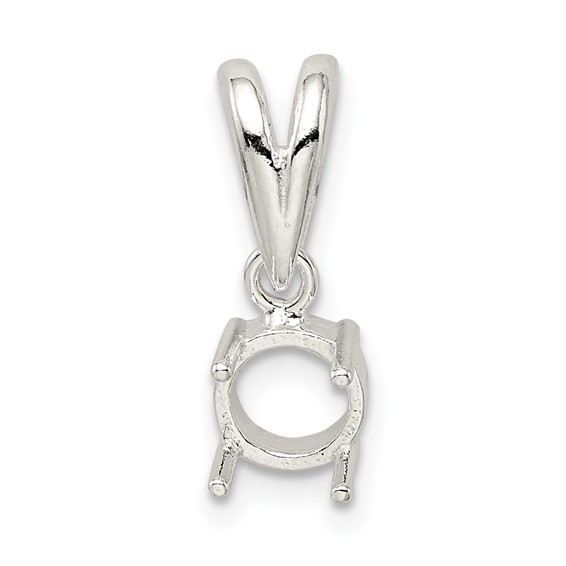 Sterling Silver Round 4-Prong 6.0mm Open Back Cabochon Loose Bail Pendant S