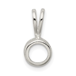 Sterling Silver Round 8.0mm Back Set Fixed Bail Pendant Setting