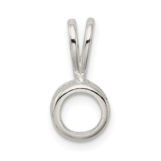 Sterling Silver Round 8.0mm Back Set Fixed Bail Pendant Setting