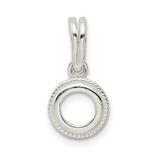 Sterling Silver Round 8.0mm Rope Frame Back Set Loose Bail Pendant Setting
