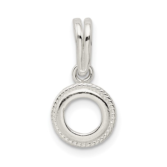 Sterling Silver Round 8.0mm Rope Frame Back Set Loose Bail Pendant Setting