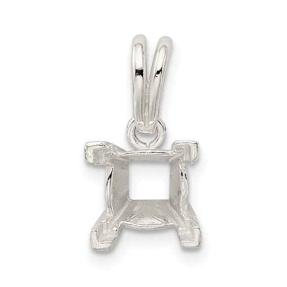 Sterling Silver Princess 7.0mm V-End Loose Bail Pendant Setting